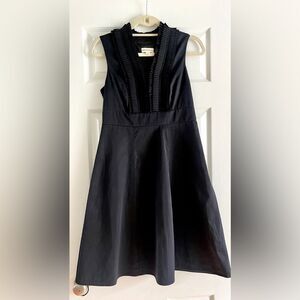 Women’s Black Dress Merona Size 4 Ruffle Neck, Flare, Knee Length